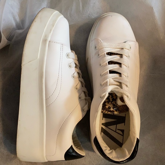 ZARA leather platform sneakers / chunky trainers